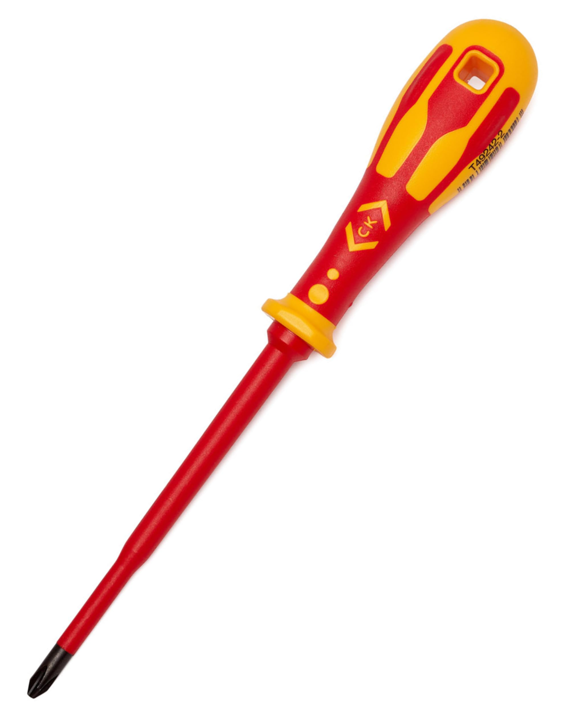 C.K Dextro VDE Slim Phillips Screwdriver PH1 x 100mm Thin, Electricians Insulated Philips Screwdrivers, Recessed Screws, 10,000v Test, Electrical Terminal Screw Driver, Heavy Duty Hand Tools T49242-1