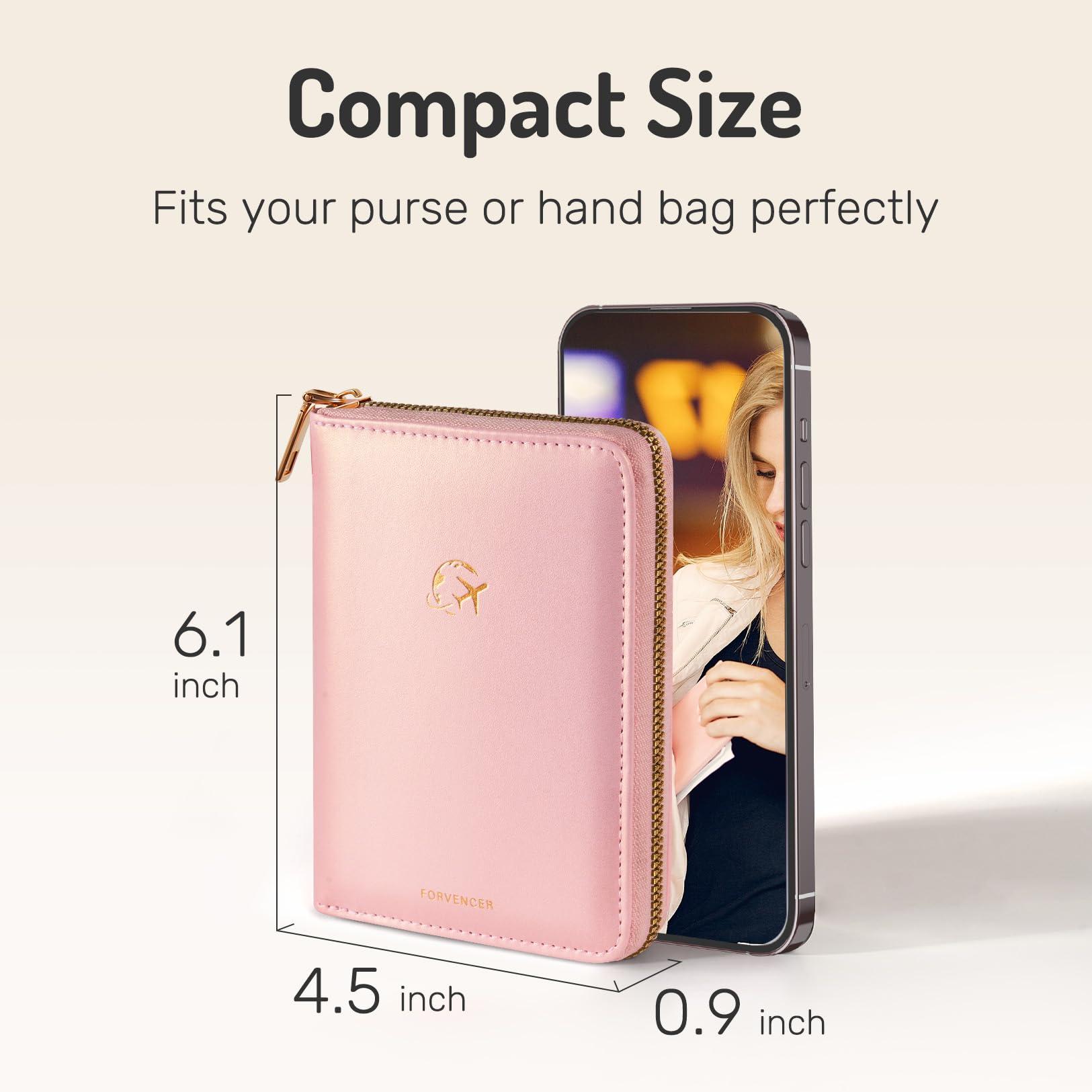 Forvencer Passport Holder Cover with Safe Zipper Closure, Premium Passport Wallet for Travel, Cute RFID Blocking Card Case, Waterproof Travel Accessories for Women, Black