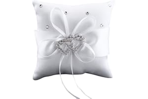 Baost 1 X Wedding Ceremony Ring Bearer Mini Pillow Cushion Royal Ribbon Decor 3.94 inch x 3.94inch - White