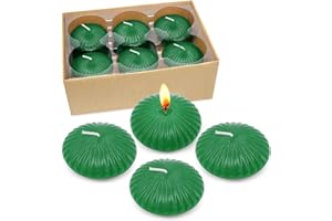 UNICY 12 Pack 3 Inch Green Floating Candles, 10 Hour Unscented Dripless Tealight Candles for Cylinder Vases, Centerpieces at Wedding Party Pool Holiday - Wavy Float Candle