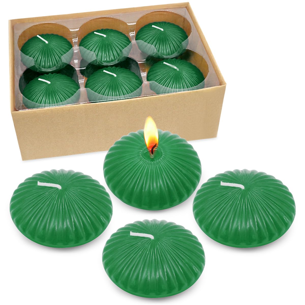 Photo 1 of **PARTIALLY USED SET** UNICY 12 Pack 3 Inch Green Floating Candles, 10 Hour Unscented Dripless Tealight Candles for Cylinder Vases, Centerpieces at Wedding Party Pool Holiday - Wavy Float Candle