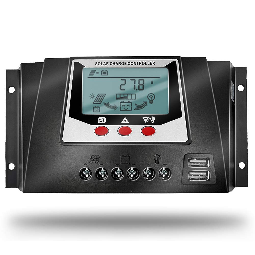 SolaMr 30A Solar Charge Controller 12V/24V Automatic Identification Voltage intelligent Regulator with LCD Display for Solar Home System - WP3024D