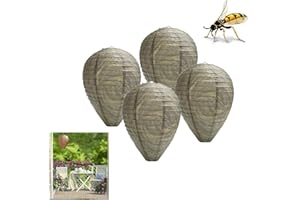 4 Pack Wasp Nest Decoy, Waterproof Hanging Fake Wasp Nest Bee Natural Wasp Repellent Wasp Trap, Bee & Hornet Control for Home