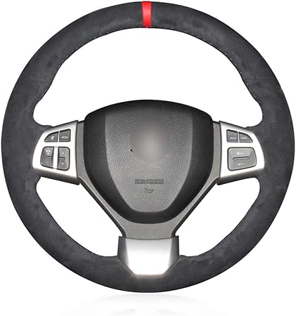 Amazon Hcdswsn 車用ステアリング ハンドルカバー スズキスイフトスポーツ12 13 14 15 16 17 Vitara S 16 17 18 19ブラックスエードレッドマーカー車のステアリングホイールカバー ハンドルカバー 車 バイク