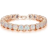 CiNily Created Blue White Fire Opal/Mystic Clear Crystal Bracelets for Women 18K White Gold Plated Big Round or Oval Shape Gems Bracelet Jewelry Gifts