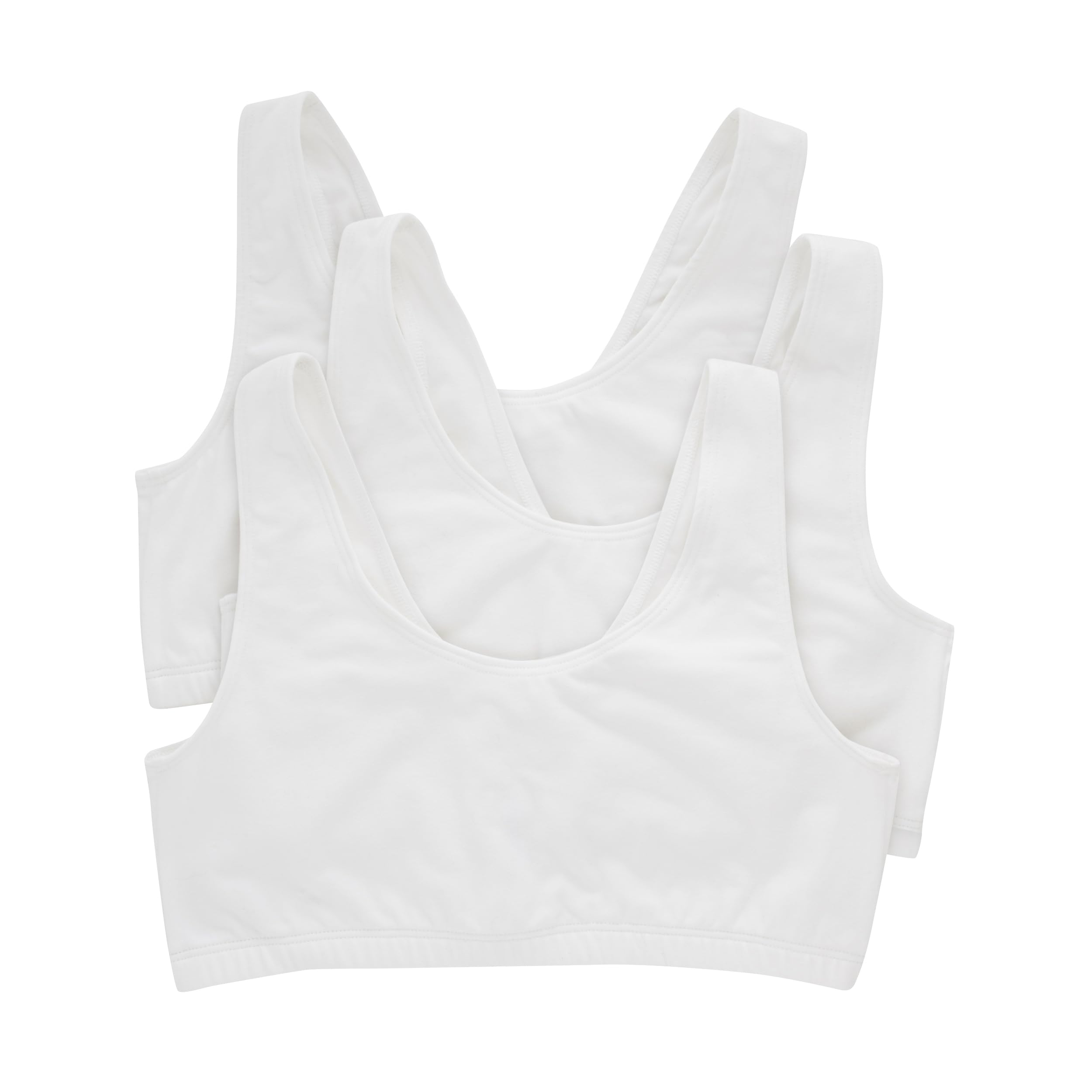 Photo 1 of Hanes Womens Scoopneck Bralette Pack, Low-impact Bra, Cooling Stretch Cotton Crop Top, Bra, White - 3-pack, Small US