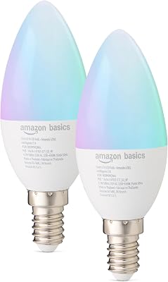 Lot de 2 ampoules intelligentes E14, Wi-Fi 2,4 GHz, pas de concentrateur nécessaire, fonctionne avec Alexa uniquement, changement de couleur, lot de 2