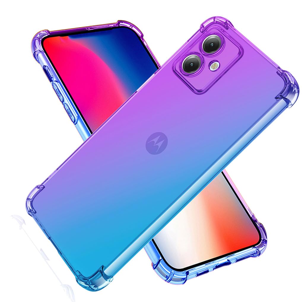 SEAHAI Case for Motorola Moto G55 5G, Gradient Color Ultra-Slim Crystal Transparent Cover Clear Back [Anti-Yellow] Soft TPU Silicone Shockproof Bumper Cover, Purple/Blue