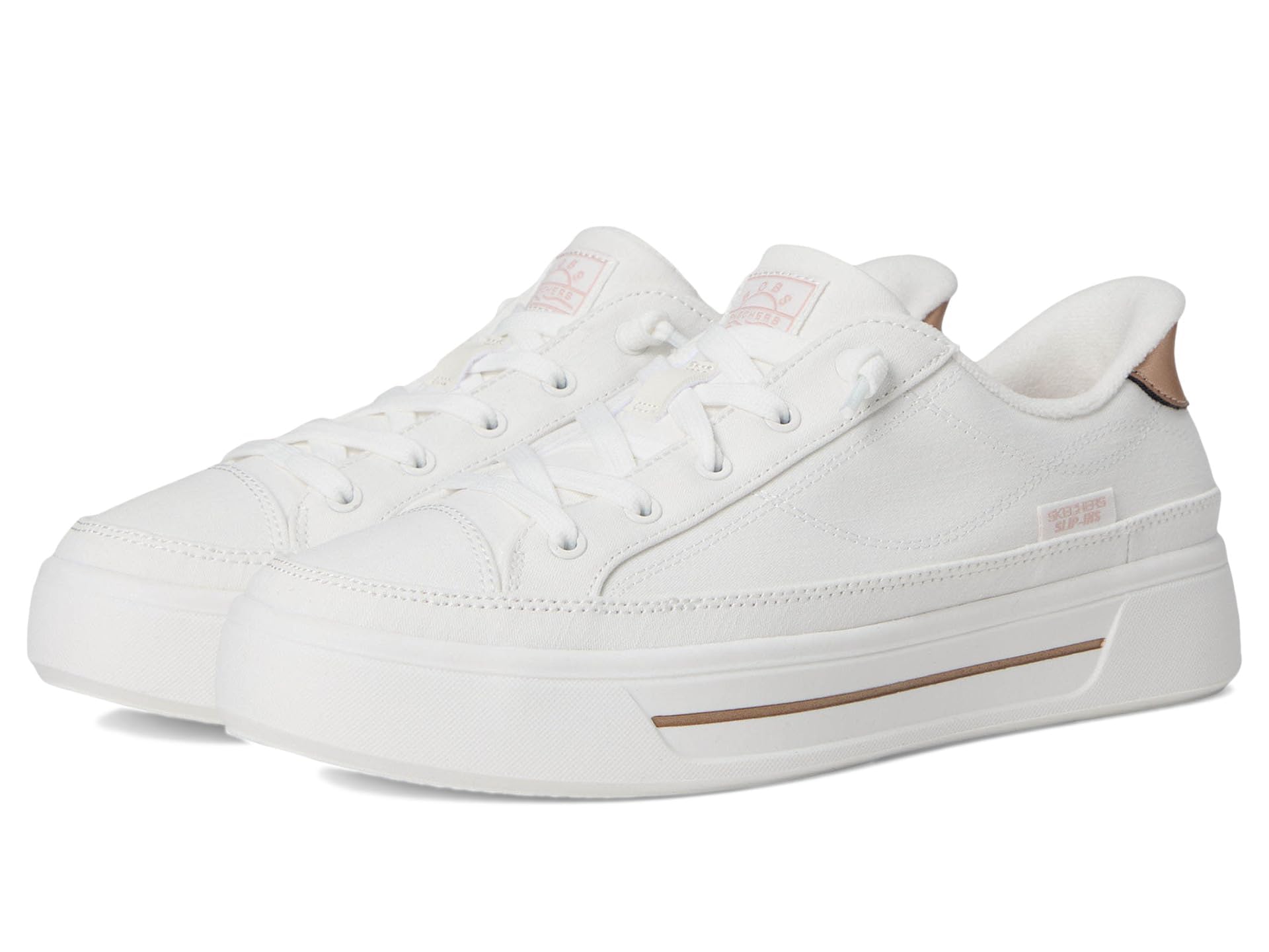 Photo 1 of Skechers Women's Hands Free Slip-Ins Bobs-Social Sneaker, White, 9.5