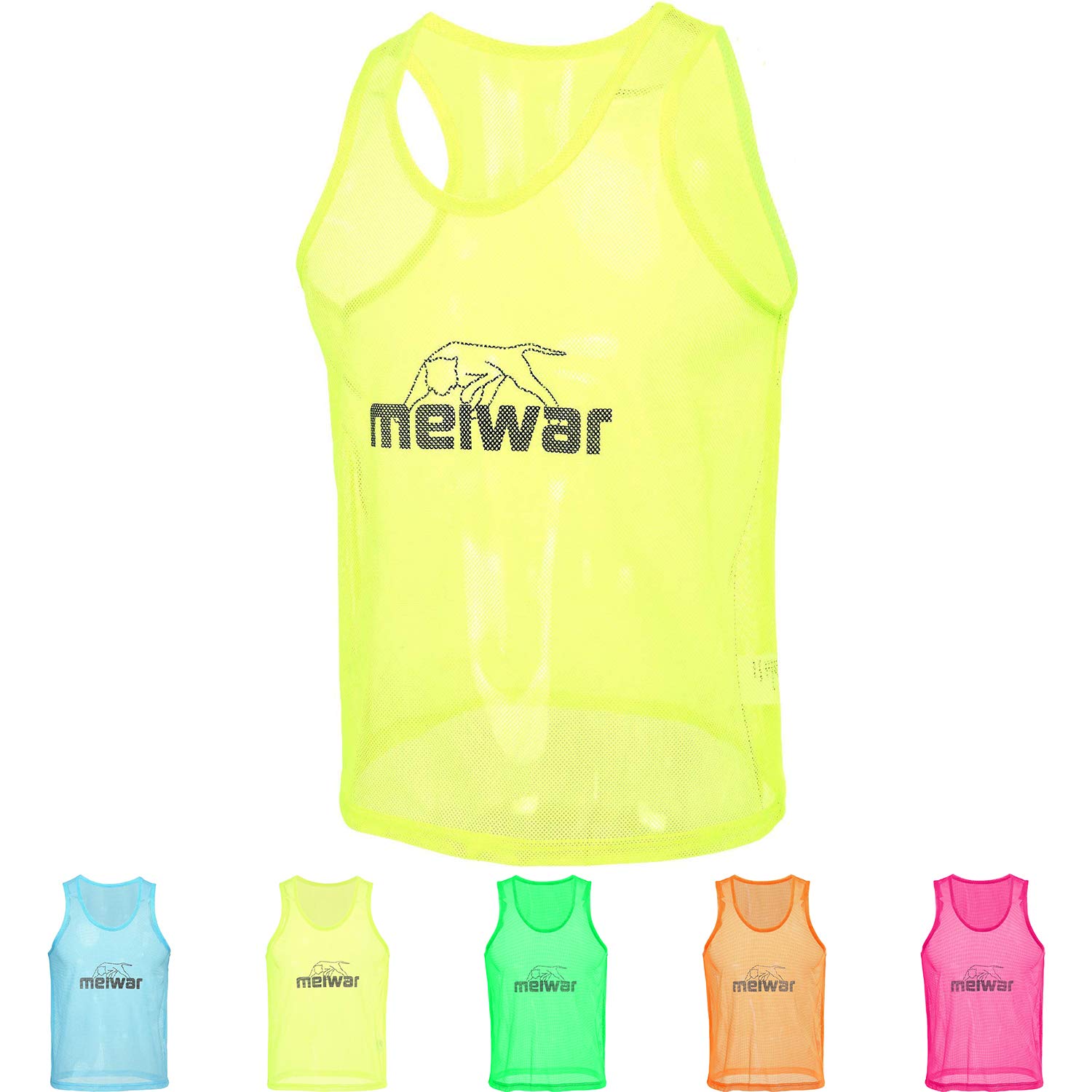 meiwar Football Bibs - Sports Bibs | Mesh Bib for Training, Sport, Rugby, Basketball | Pack of 10 | for Adults and Kids |yellow XL