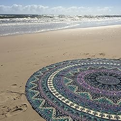 See Indian Mandala Round Roundie Beach Throw Tapestry Hippy Boho Gypsy Cotton Tablecloth Beach Towel , Round Yoga Mat Details