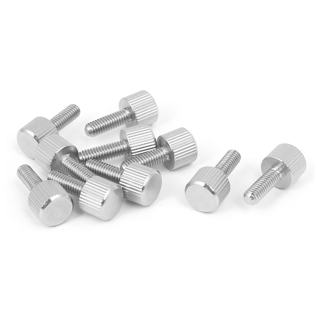 Sourcingmap Computer PC Case M4 x 12mm Stainless Steel Flat Head Knurled Thumb Screw 10pcs