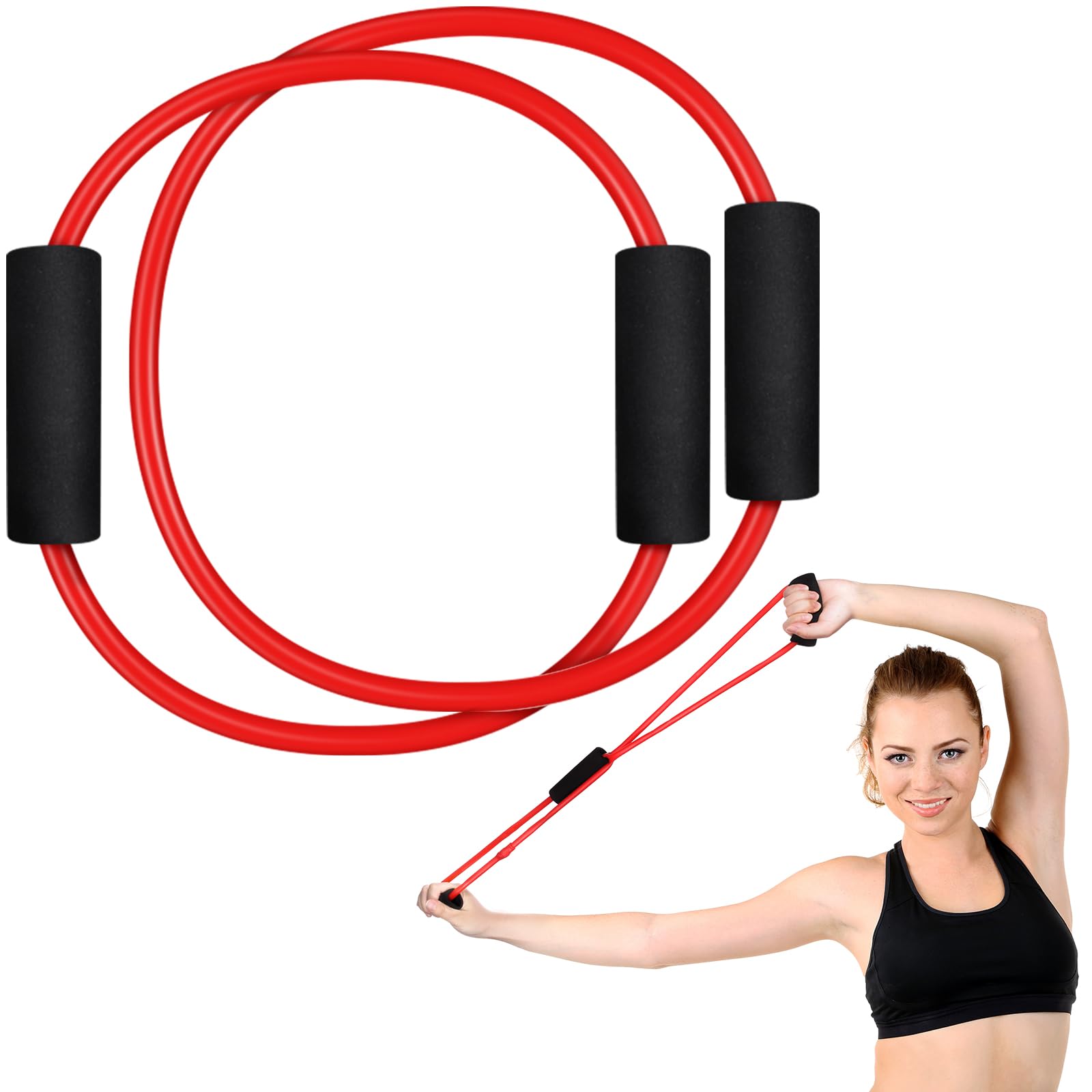 Photo 1 of Seenelling Barre Double Tube Red Resistance Band Exercise Tubes for Home Pilates Barre Workout