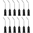HARFINGTON 12pcs Blunt Tip Dispensing Needles, 19 Gauge 45 Degrees Bent Dispensing Tips 1" End Angled Dispenser Needle with Luer Elbow Blunt Needle for Oil or Glue Applicator, Black