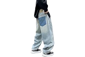 Kids Boys Baggy Jeans Washed Wide Leg Straight Retro Denim Pants Toddler Fall Casual Streetwear Y2k Jeans Trousers