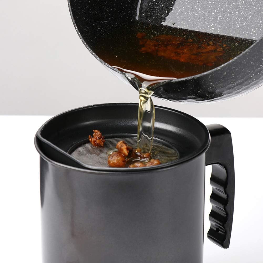 Bacon grease container with Fine Mesh Strainer 1.3L Iron