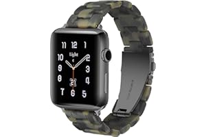 Light Apple Watch Band - Fashion Resin iWatch Band Bracelet Compatible with Stainless Steel Buckle for Apple Watch Series 7 S