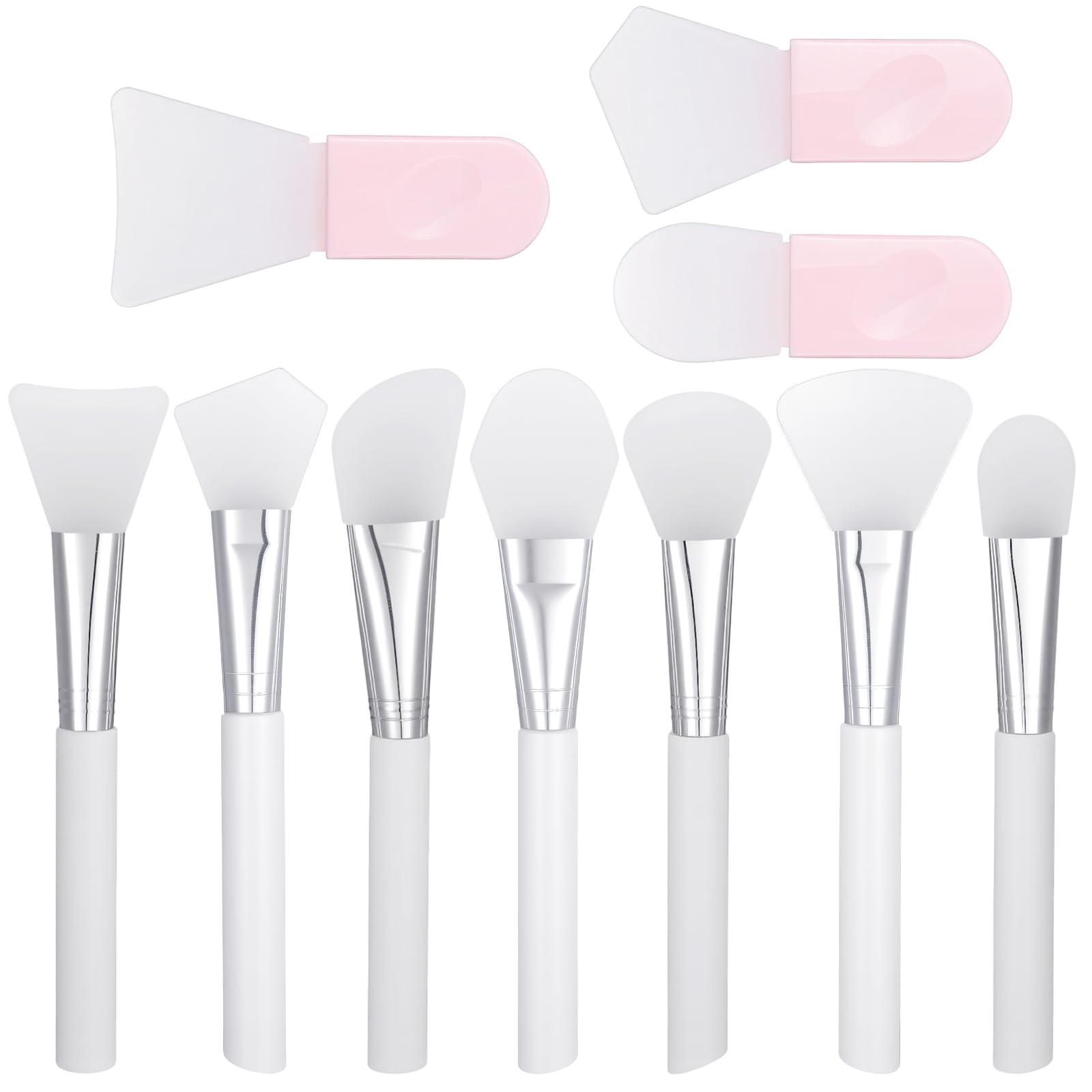 Photo 1 of 10Pcs Silicone Face Mask Makeup Brushes, Small Cosmetic Scrapers, Soft and Flexible Facial Mask Applicator, Mud Silicone Brush for Women Girls