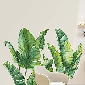 NA Green Plants Wall Stickers, Removable PVC Fresh Leaves Stick Wall Decals, Creative Murals Paper for Decor Girls Boys Kids Nursery Baby Home Living Room Bedroom Kitchen (33.4 x 21.6 inch)