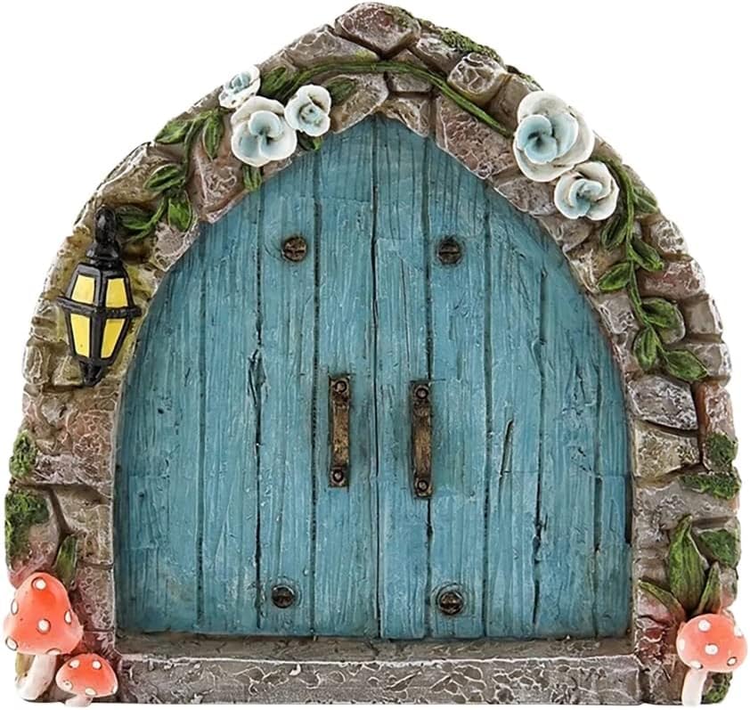 SquarezhenBo Fairy Door and Windows for Trees, Fairy Yard Art Sculpture Decoration for Kids Room, Wall and Trees Outdoor | Miniature Garden Outdoor Decor Accessories Garden Sculptures