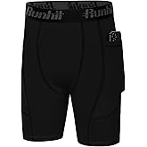 Runhit Youth Boys' Compression Shorts,Boys Performance Athletic Base Layers Underwear Sports Shorts Side Pocket