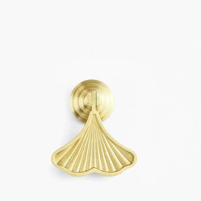 CLSMYLFB Schubladengriffe, 51 x 24 mm, goldfarbene Blätter, Messing