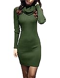 v28 Women Cowl Neck Knit Stretchable Elasticity Long Sleeve Slim Fit Sweater Dress