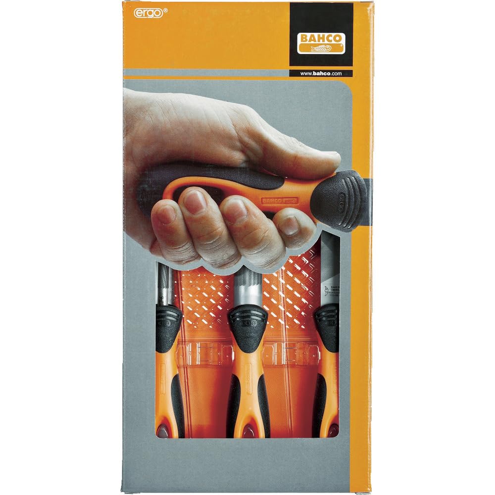 Bahco 1-473-10-2-2 Type of Cut-2 "Ergo" File Set, Multi-Colour, 250 mm, Set of 3 Piece