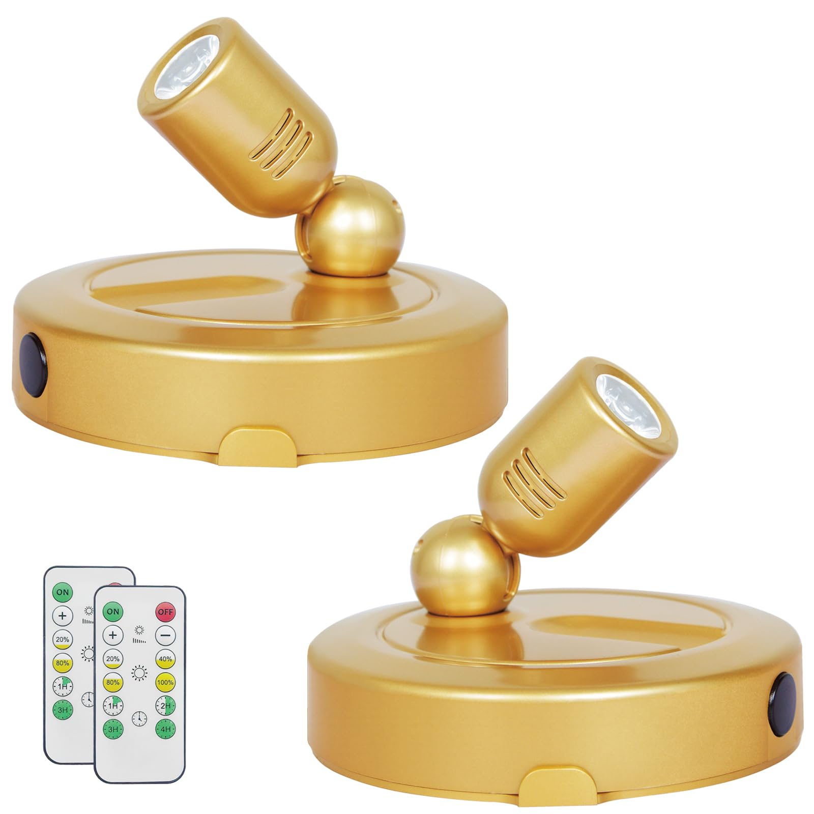 Photo 1 of HAMVIDNE Indoor Spotlight, Battery Operated Spotlights with Remote, Picture Lights for Wall, Plant Tree Spotlight with Timer, Up Lights for Art Display Dartboard Painting Artwork Accent Frames-Gold