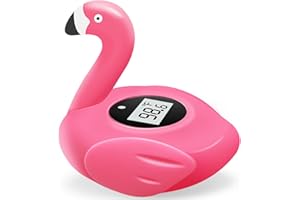 Pircaath Rechargeable Baby Bath Thermometer Newborn with Light, BPA-Free Flamingo Bath Thermometer Baby Safety, IP68 Waterproof Bathtub Thermometer Floating Bath Toy,Baby Water Temp & Room Thermometer