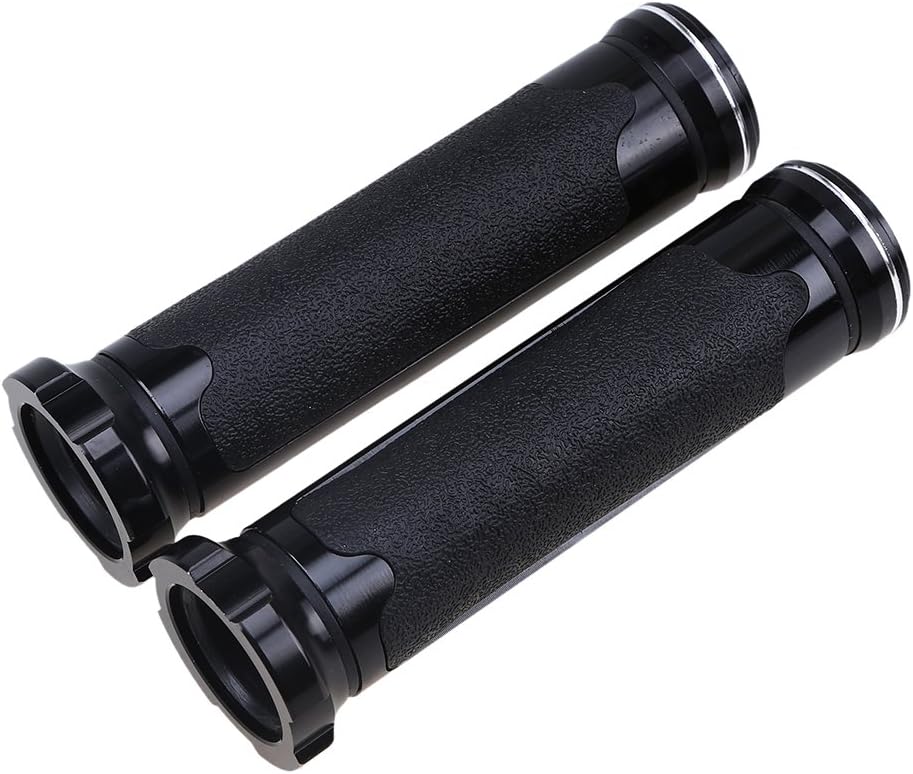 2x Motorbike Handlebar Grips POSSBAY Universal Motorcycle Handle Grips 7/8" 22mm, Black