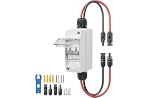 Pjerjzn Solar Panel Disconnect Switch 400V DC/AC 20A PV Disconnect Switch Outdoor Miniature Circuit Breaker IP65 for Solar PV Homes Battery (400V 20 Amp)