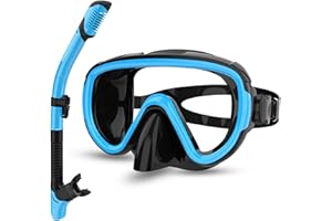 Bairuifu 2024 Version Professional Snorkeling Gear for Adults, Dry Snorkel Set, Anti-Fog/Panoramic View/Anti-Leak Tempered Glass Scuba Diving Mask, Professional Snorkel Mask