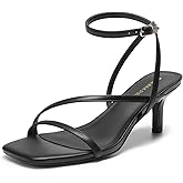 DREAM PAIRS Women's Low Kitten Heels Strappy Open Square Toe Ankle Strap Sexy Fashion Comfort Dress Shoes Party Heeled Sandals