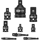 Lytool 9PCS Impact Socket Adapter Set,1/4" 3/8" 1/2" 3/4" Reducer for Drill | Heat-treated steel hex shank expander. Secure ball detent prevents slipping on ratchets &amp; impact drivers