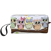 JKJOJIA Cute Owl Makeup Bag Organizer Small Cosmetic Bags Portable Travel Toiletry Bag With Handle Simple Accessories Storage Zipper Pouch For Women Girl