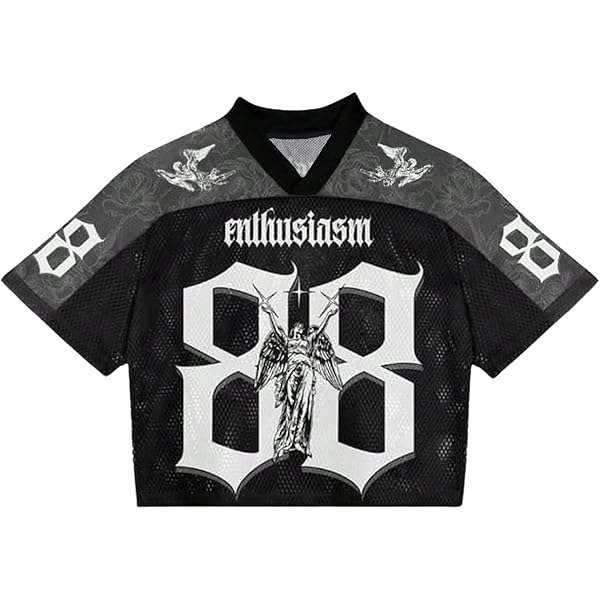 RoseSeek Men's Retro Y2k Mesh Jersey Shirts V Neck Number