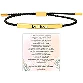 Let Them Tube Bracelet for Women, Self Worth Motivation Bracelet Adjustable Braided Rope Handmade Engraved Bracelet Stainless Steel To My Daughter Inspirational Jewelry Gifts for Women Best Friend
