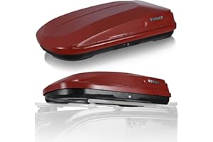 PIDOCK Hard Shell Roof Cargo Box, 13 Cu.Ft Red Car Roof Top Carrier with Lock and Dual-Side Opening, 56"x30"x13.7" Cargo Storage Box, Tool-Free Install, Fits Most Crossbars