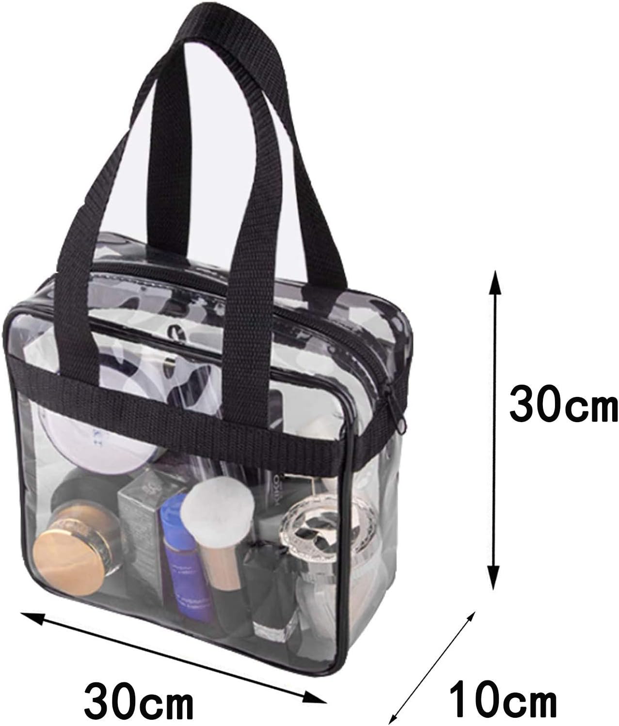 Wohlstand Travel Bag and Accessories Bag for Beach Clear Tote Bag Travel Case Transparent Waterproof Toiletry Handbag with Zipper for Vacation Travels Bathroom - Image 3