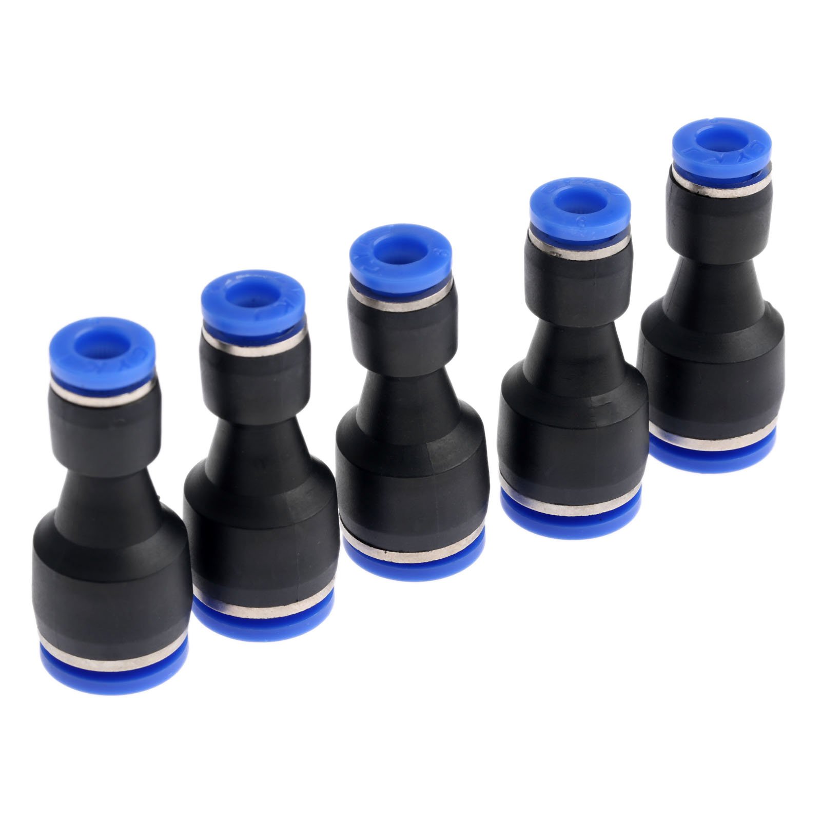 5pcs Pneumatic Fittings Push in Straight Reducer Connectors Water Hose Quick Connect for Air Water Hose PG10-6