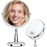 WOOCICA 30X Magnifying Mirror, Vanity Mirror Tabletop for Women, Metal Makeup Mirror with Magnification, Desk Mirror with Stand for Home & Office Decoration, Great Gift Option, 8 Inch