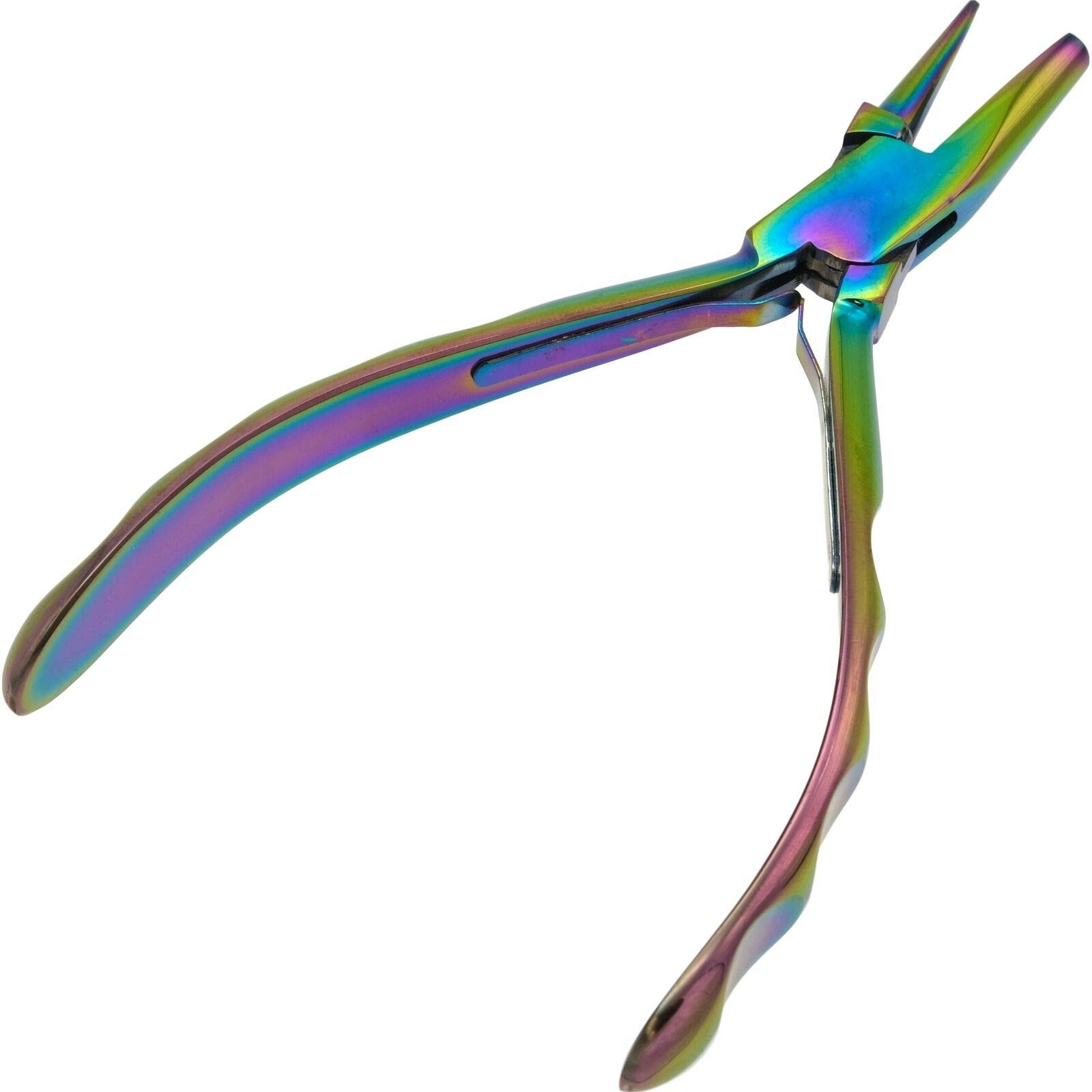 The Beadsmith Chroma Series Round Concave Pliers, 5.5" (140mm) w/Hardened Stainless-steel Head, Rainbow Titanium Coating, Contoured Comfort Grip Handle and Double-leaf Spring, Tool for Jewelry Making