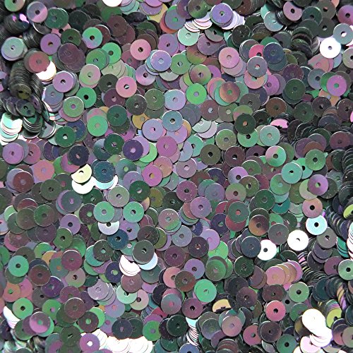 5mm Flat Round Sequin Paillettes ~ Black Metallic Rainbow Iris ~ Loose sequins for embroidery, bridal, applique, arts, crafts, and embellishment. Made in USA.