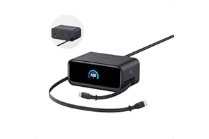 Anker Nano Charging Station, 7-in-1 USB-C Power Strip for iPhone 16/17, 2.3 ft Anker InstaCord Retractable Cable, 3 USB-C, 1 