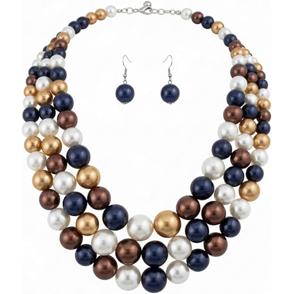 LZMEI Faux Hand-Knotted Imitation Pearl Jewelry Set - Necklace & Earrings, 10mm Beads, Pink - View #4