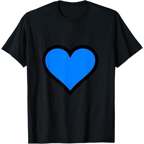 Amazon.com: Blue Heart with Black Border T-Shirt : Clothing