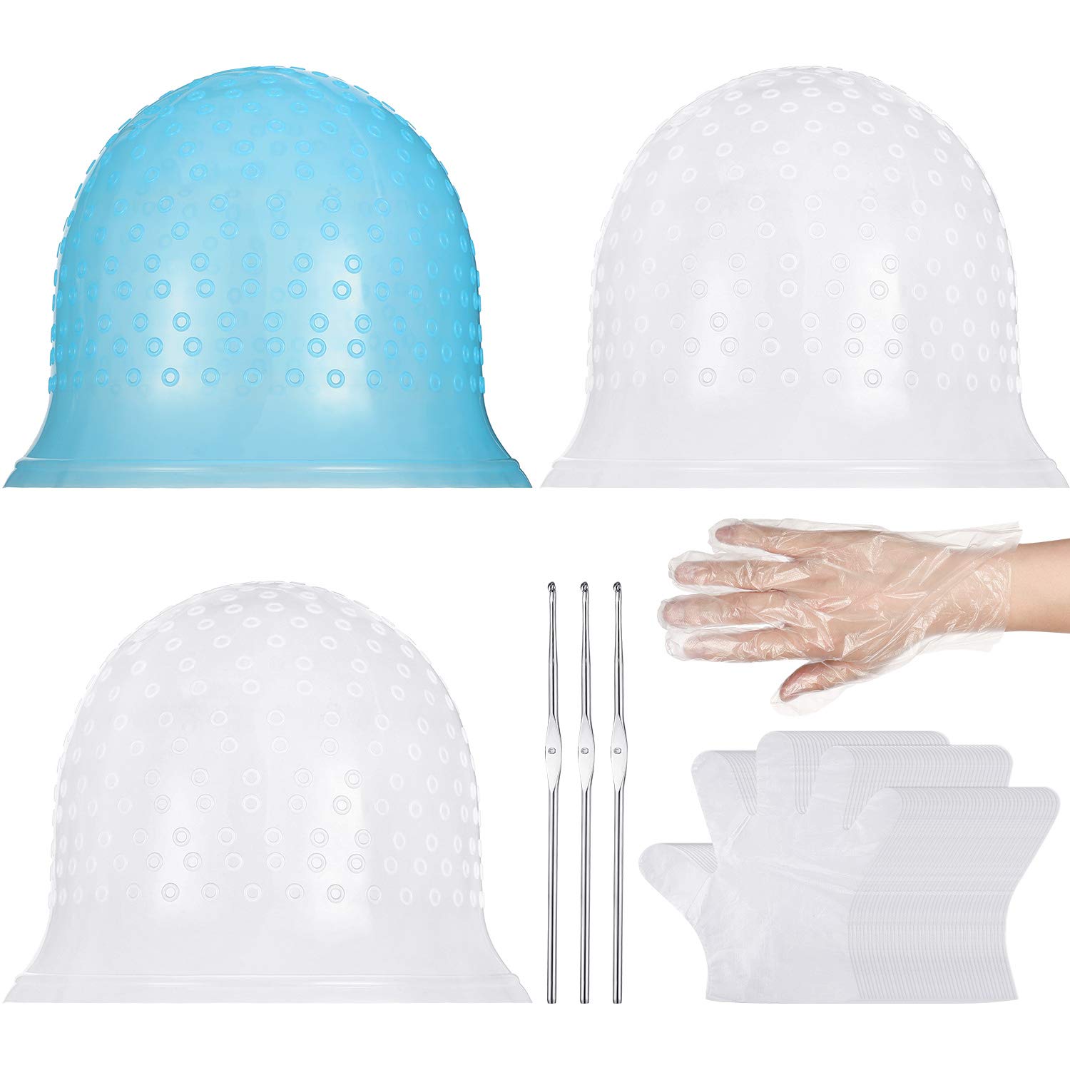 3 Set Highlight Caps with Hook Needles Reusable Silicone