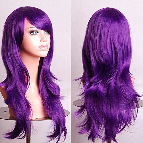 Kissparts Women Wigs 32 Inch Dark Red Wavy Cosplay Wig With Wig Cap and Comb