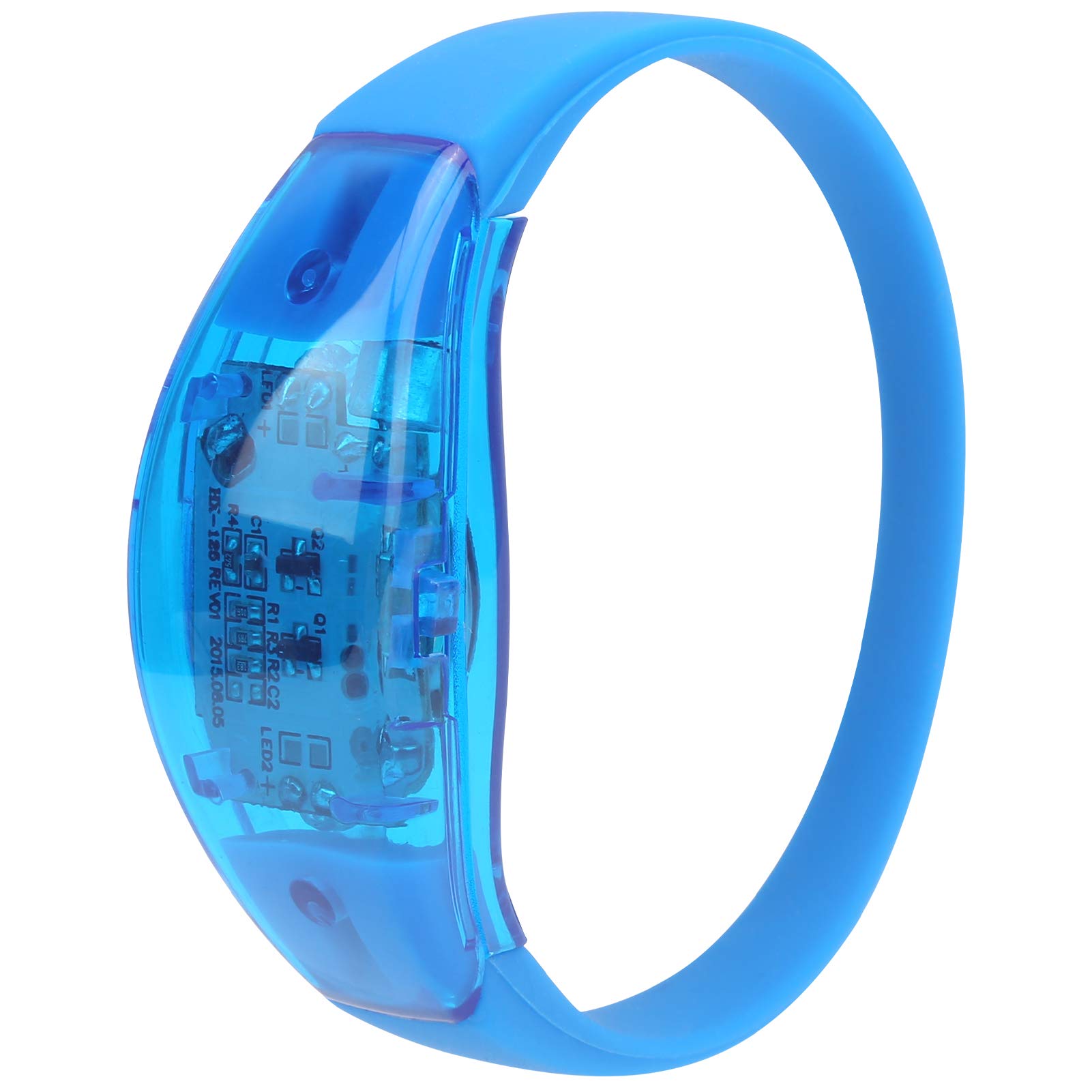 Night Running LED Bracelet, Light Up Blue Sound Activated LED Bracelet, Sound Control Light Up Silicone Flashing Wristband for Party (Blue)